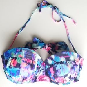 Candie's Swim Top w Underwire Watercolor Rainbow